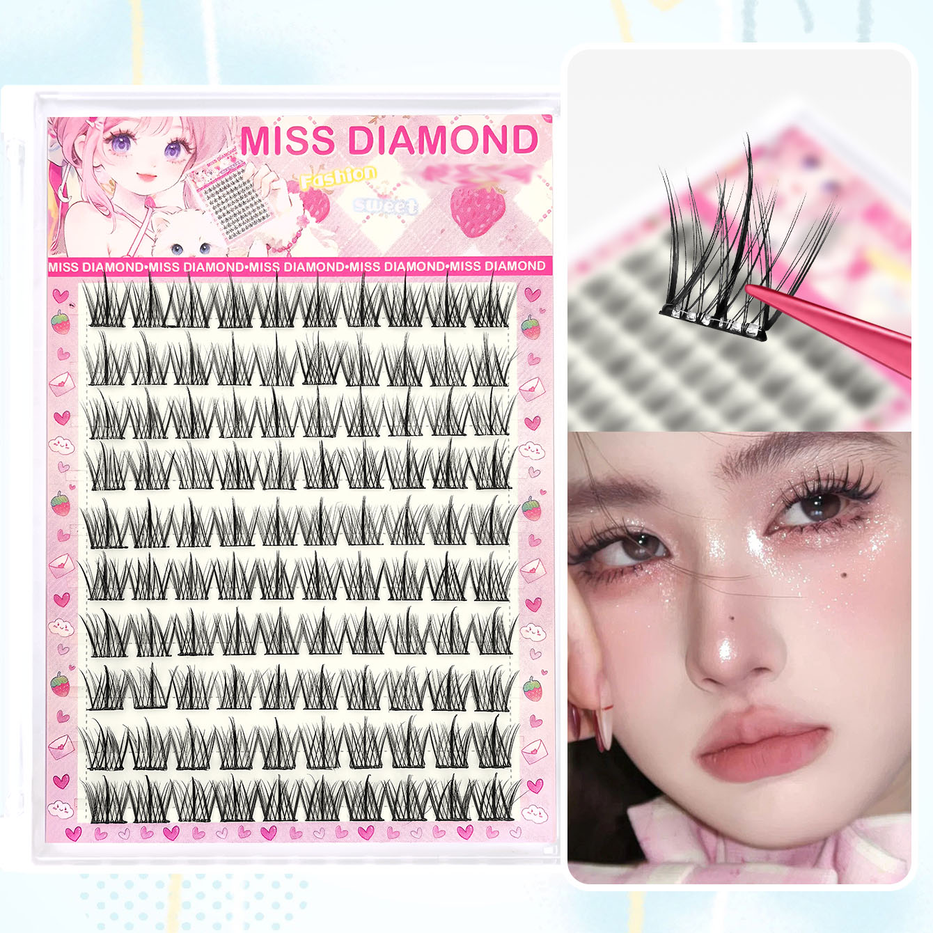 Eyelash Extension C Curl - 10 rzędów dużych, bezklejowych sztucznych rzęs